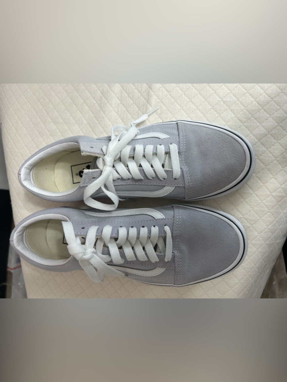 Vans Light Gray and White Old Skool Skate Sneakers - Picture 5 of 7